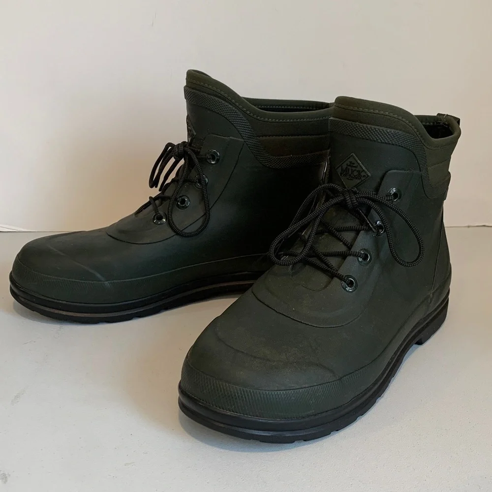 Muck Originals Men's Size 10 Green Waterproof Lace Up Waterproof Rain Boots